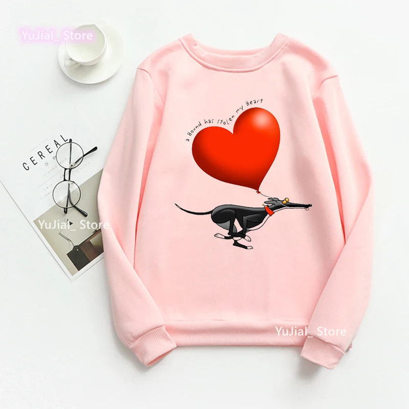 

New A Hound Has Stolen My Heart Graphic Print Hoodie Women Bernese/Greyhound Dog/Shih Tzu Dog Lover Sweatshirt Femme Jumper Coat