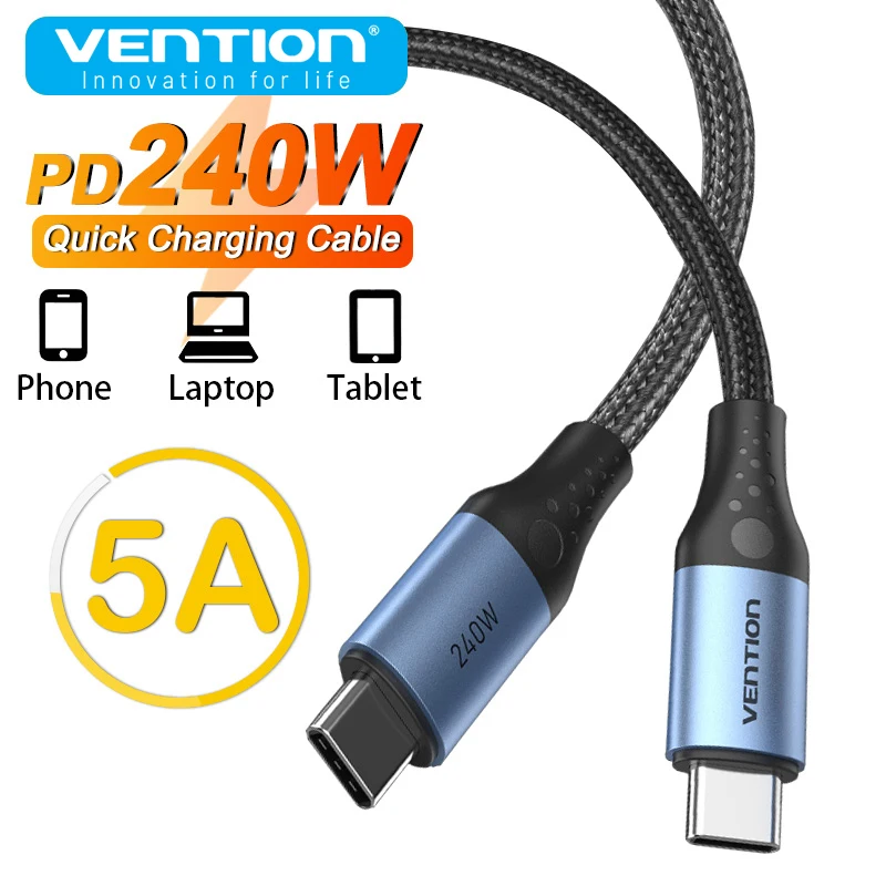 

Vention PD 240W USB C Power Line for iPhone 16 Samsung S24 Xiaomi USB-C to Type C Cable for PS5 Nintendo Switch 5A Fast Charging