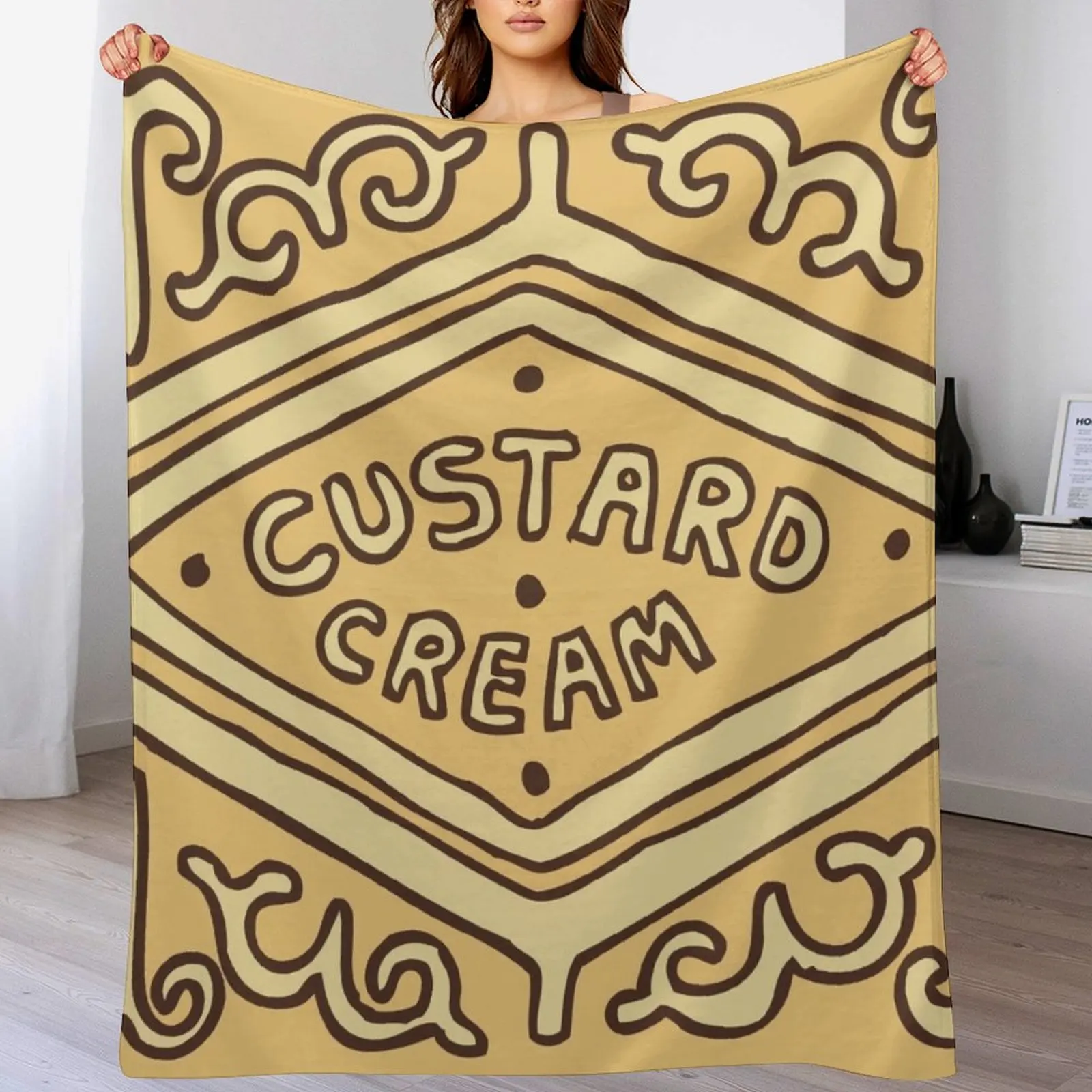

Custard Cream British Biscuit Throw Blanket Flannel Fleece Soft Warm Throw Blanket