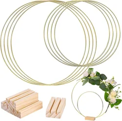 1pc Gold Metal Flowers Hoop with Place Card Holder Wedding Table Centerpiece Decoration Christmas DIY Wreath Garland Decor