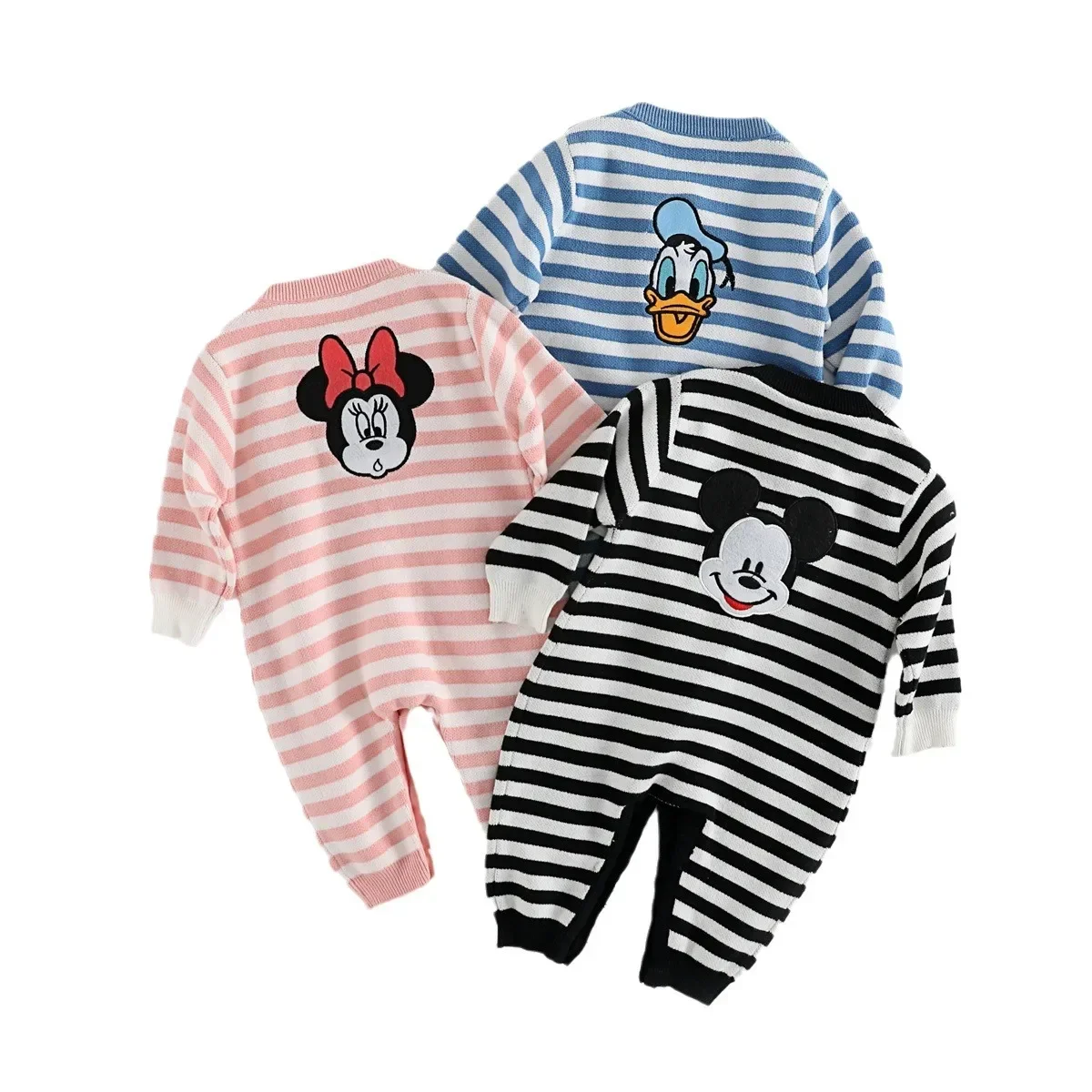 Four Seasons Cartoon Disney Jumpsuit for Boys and Girls Newborn Crawling Suit Cotton Long Sleeved Bodysuits One-Pieces Rompers