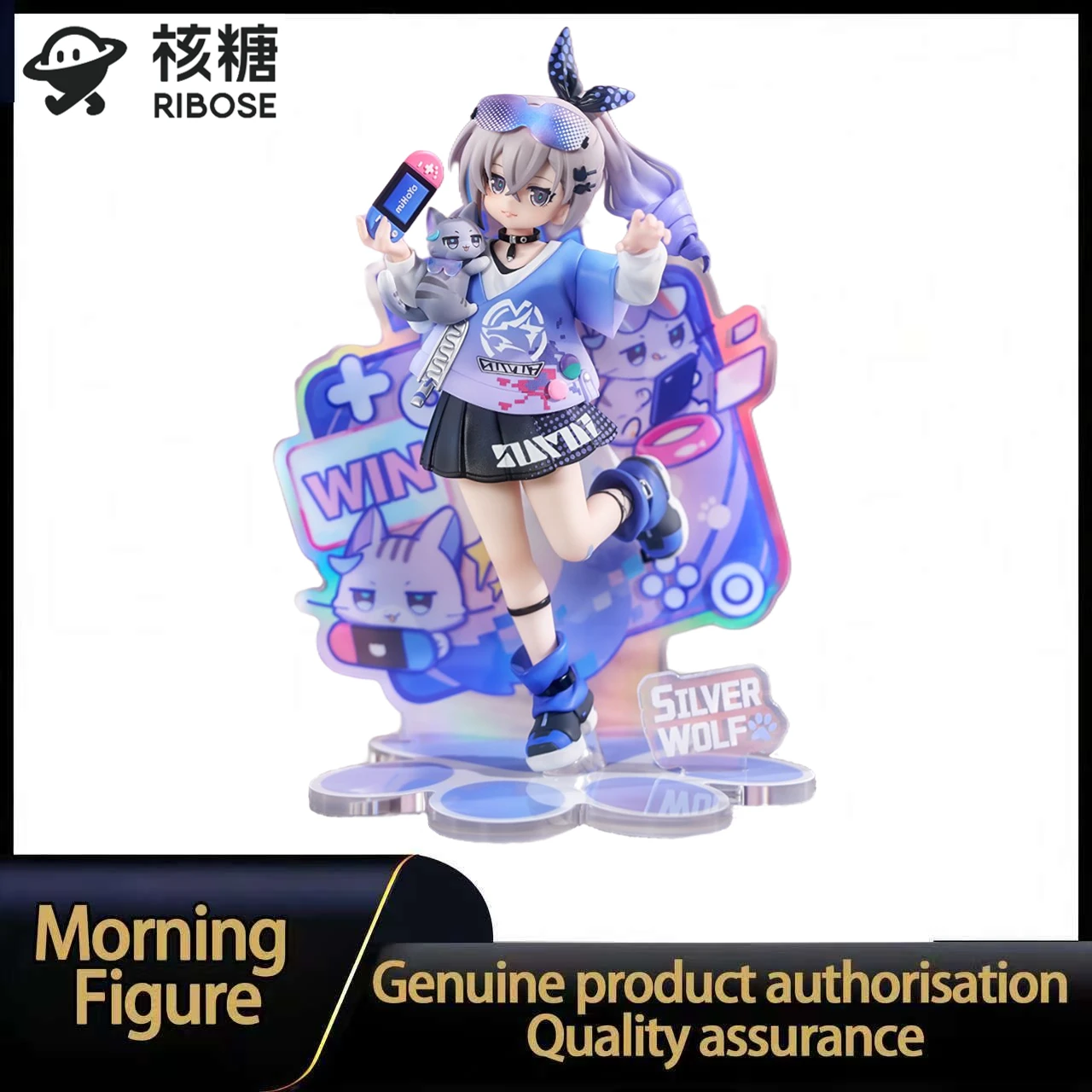 

В наличии: Коллекционная фигурка RIBOSE RISE UP Honkai Star Rail Little Dot Cat Series Silver Wolf, масштаб 1/8