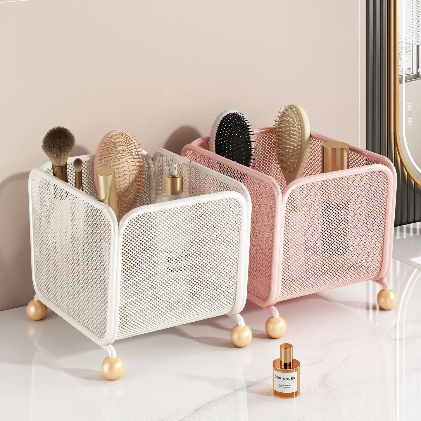 Metal Cosmetics Toiletries Combs Storage Racks Bathroom Toothbrushes Toothpaste Razors Bathroom Countertops Organization Holder