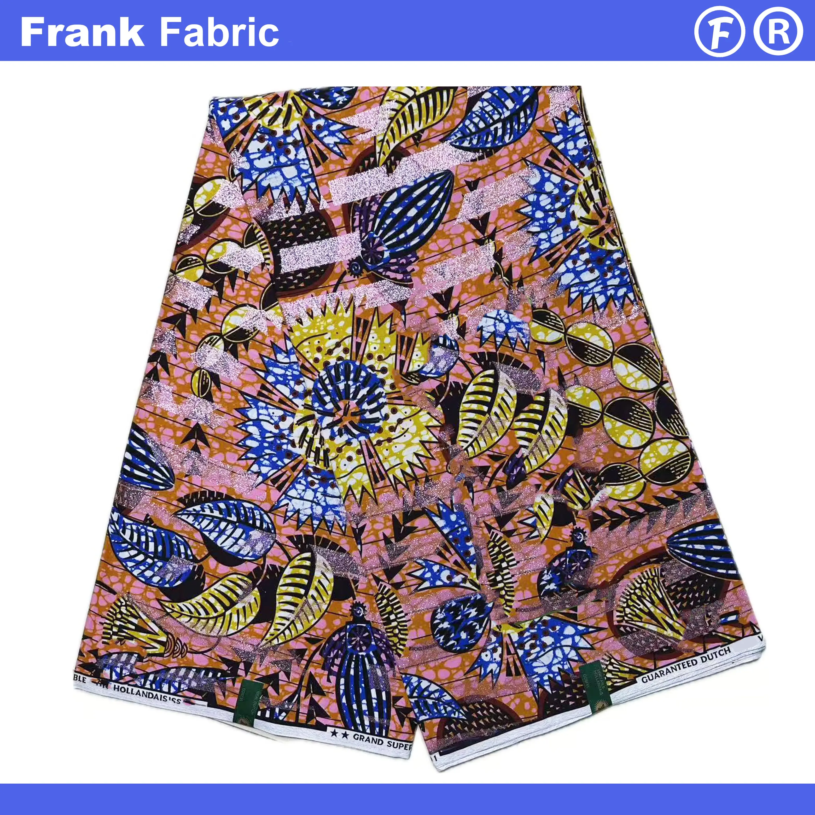 

6 ярдов настоящего воскового блеска Glam Ankara Dutch Dye ткани для шитья Grand Super Shine африканский восковой принт хлопчатобумажная ткань FF2508.058