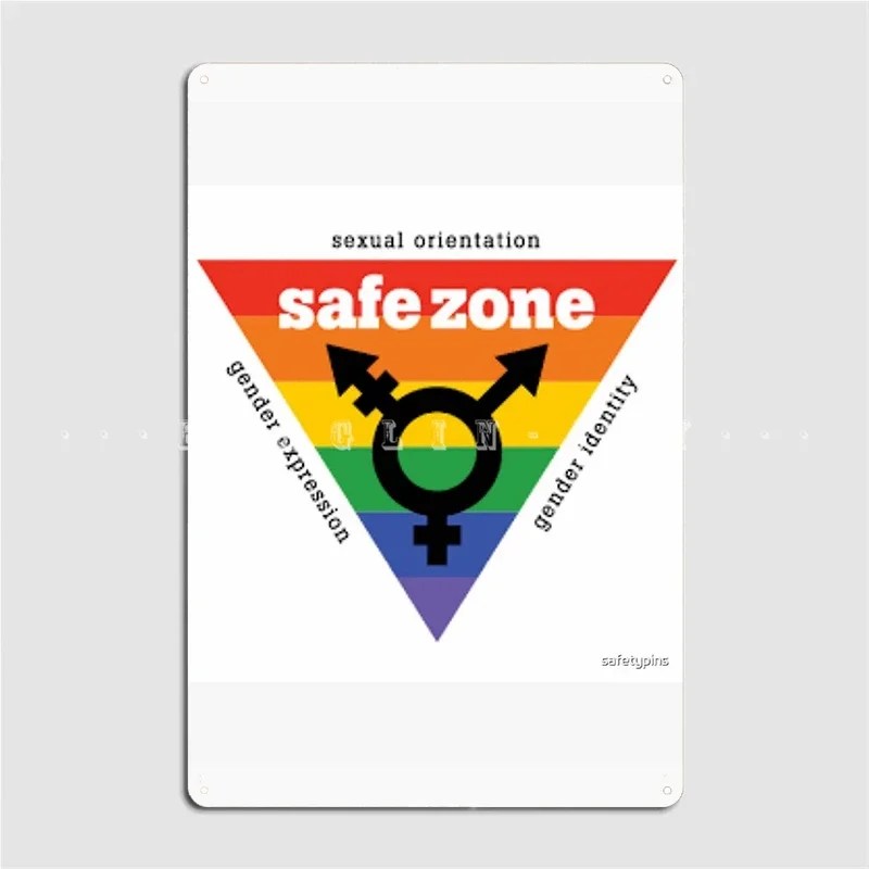 Lgbt+ Safe Zone Equality Metal Plaque Poster Cinema Garage Party Retro Painting Décor Tin Sign Posters