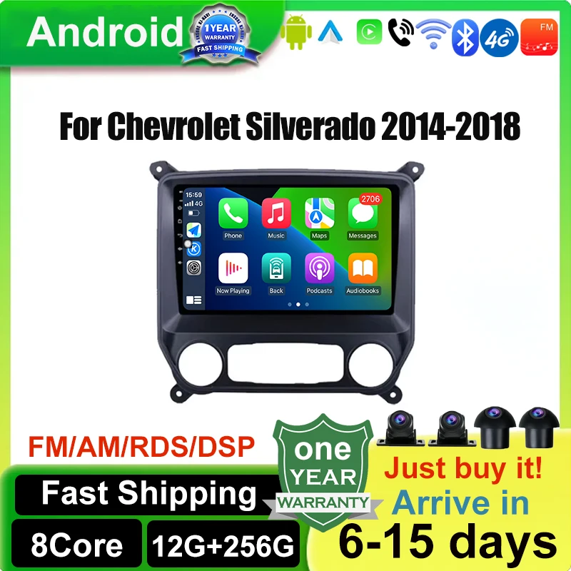 Android 14 Car Radio Multimedia Stereo Player WiFi GPS Navigation For Chevrolet Silverado 2014 2015 2016 20172018