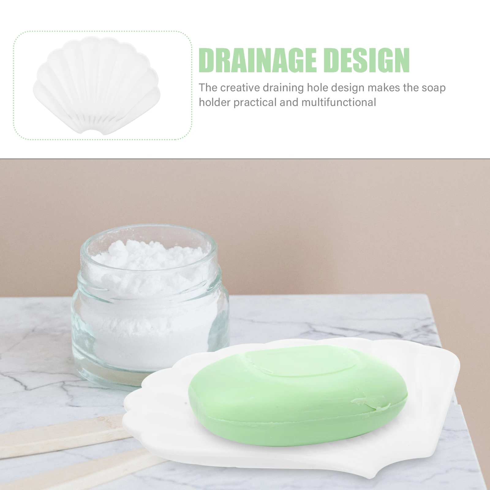 

5pcs Silicone Holder Shell Shaped Self-Draining Tray For Sink Bathroom Kitchen Multifunctional Drainage Soap Rack For Bar Soap