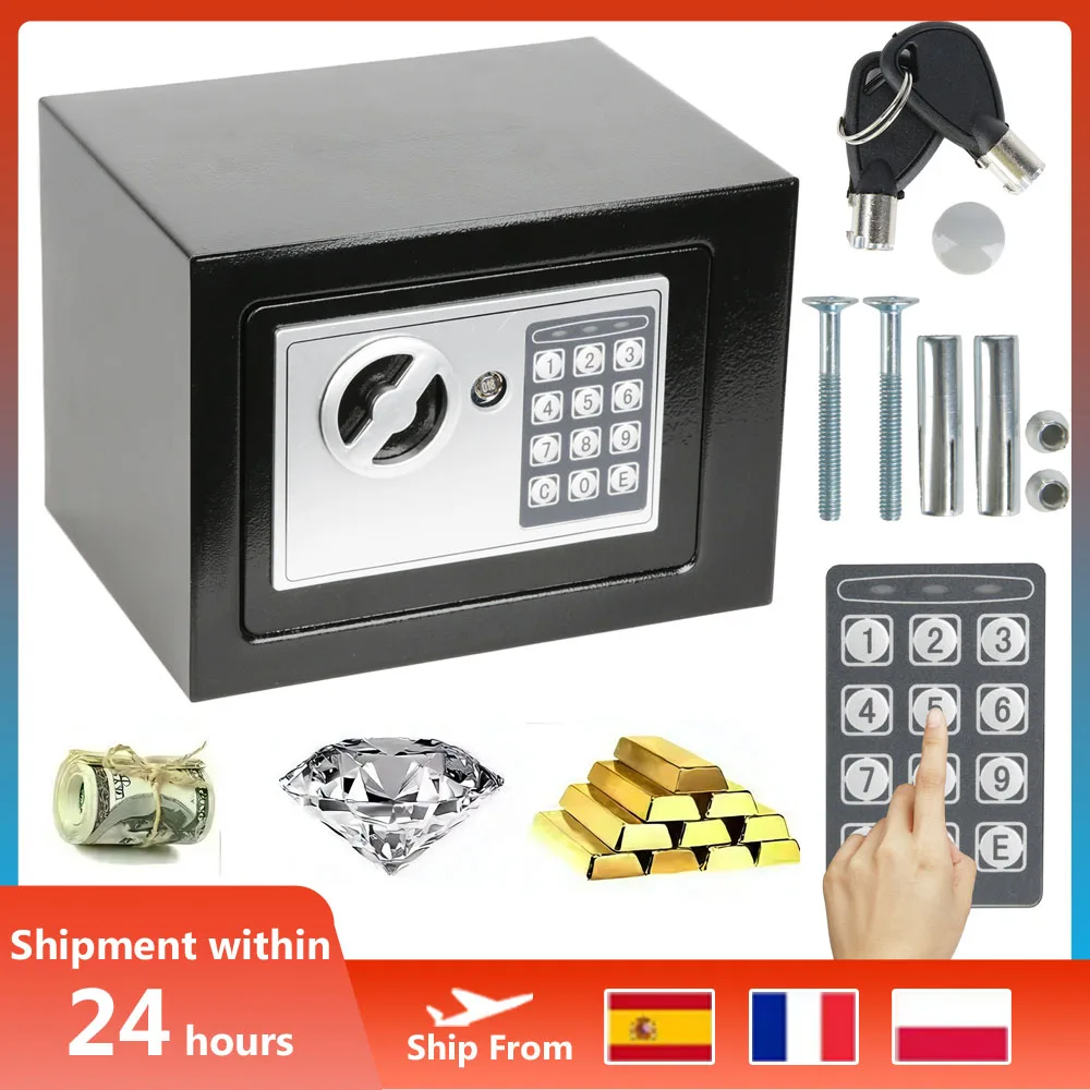 Cerradura electrónica con teclado Digital, caja de seguridad segura totalmente de acero para contraseña de oficina en casa y desbloqueo de llave, caja fuerte y compacta de 4,6 L