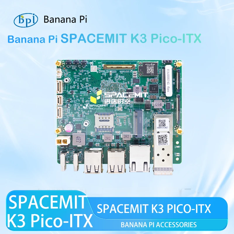 

SPACEMIT K3 Pico-ITX AI SBC 60TOPS RISC-V Single Board Computer 8GB LPDDR5 UFS NVMe 10G SFP+ Dual M.2 WiFi6