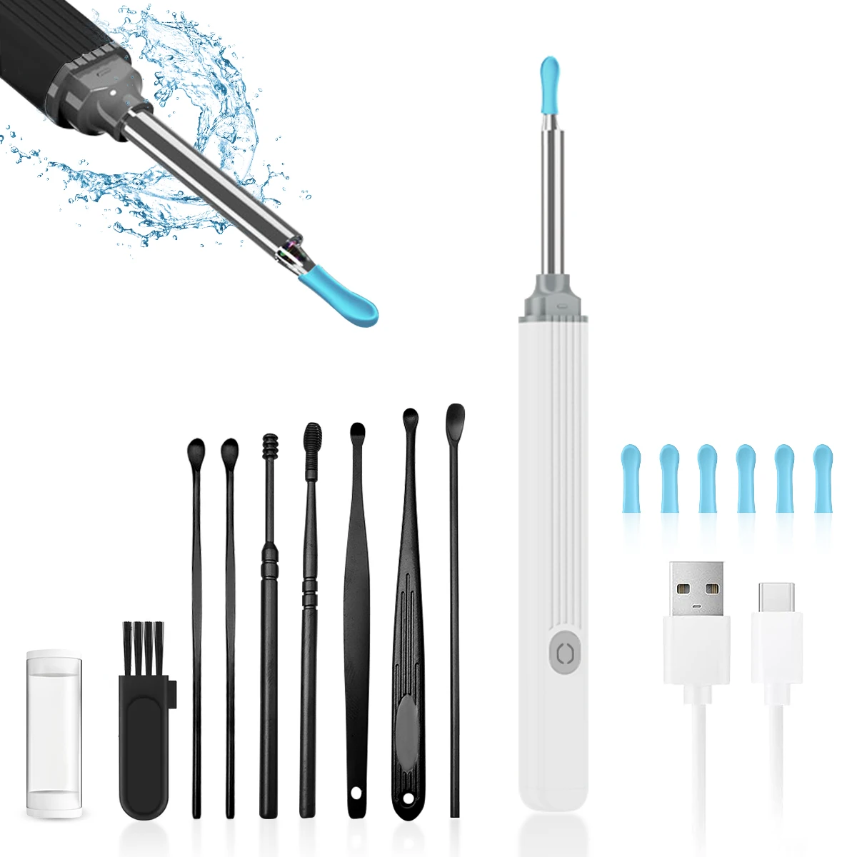 

Ear Wax Removal Earwax Remover Tool with 8 Pcs Ear Set -Ear Canal Cleaner with 1080P Camera Ear Cleaning Kit with 5 Ear Spoon