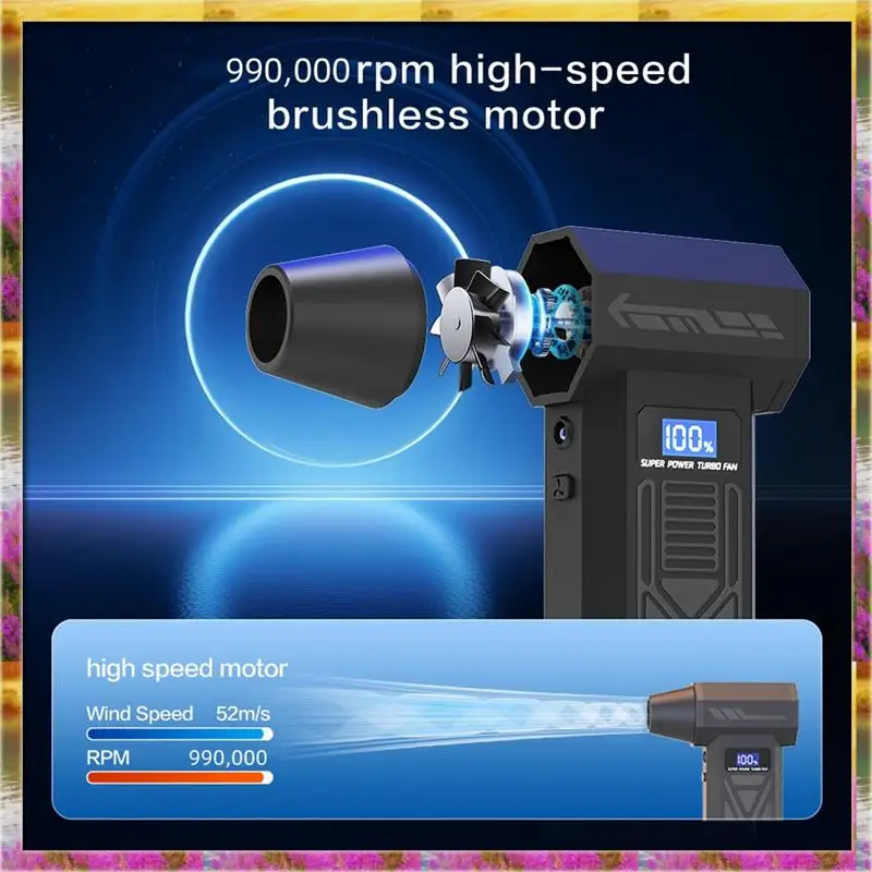 ABSU P80 Turbo Fan 120000RPM Electric Air Duster Portable Cleaning Blower Tool Charging 4 Gears Speed Adjustment