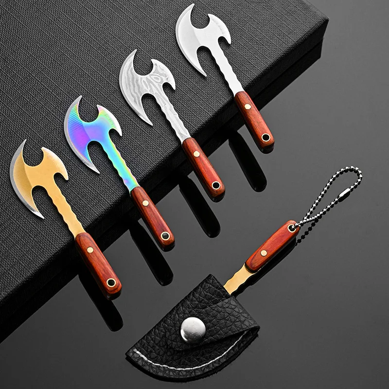 Mini Damascus EDC Small Axe Home Fruit Knife Portable Knife Disassembly Quick Knife Outdoor Self Defense Camping Tools