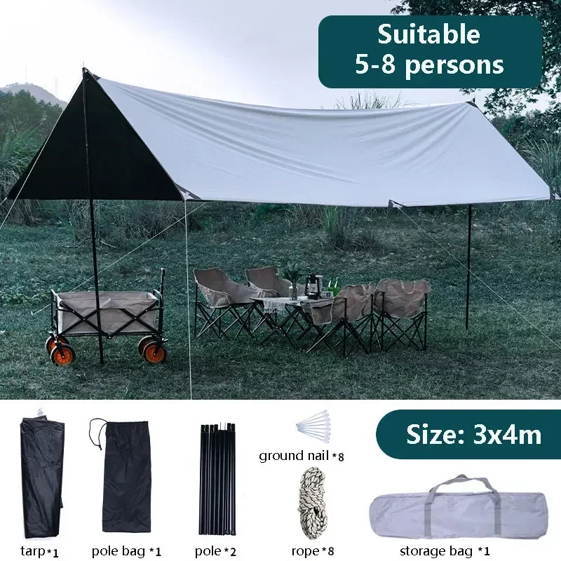 Folding Tents Shade Gazebo Sun Cloth Waterproof Beach Canopy Shading Camping Umbrella Outdoor Garden Parasol 5x4 Canvas Fishing