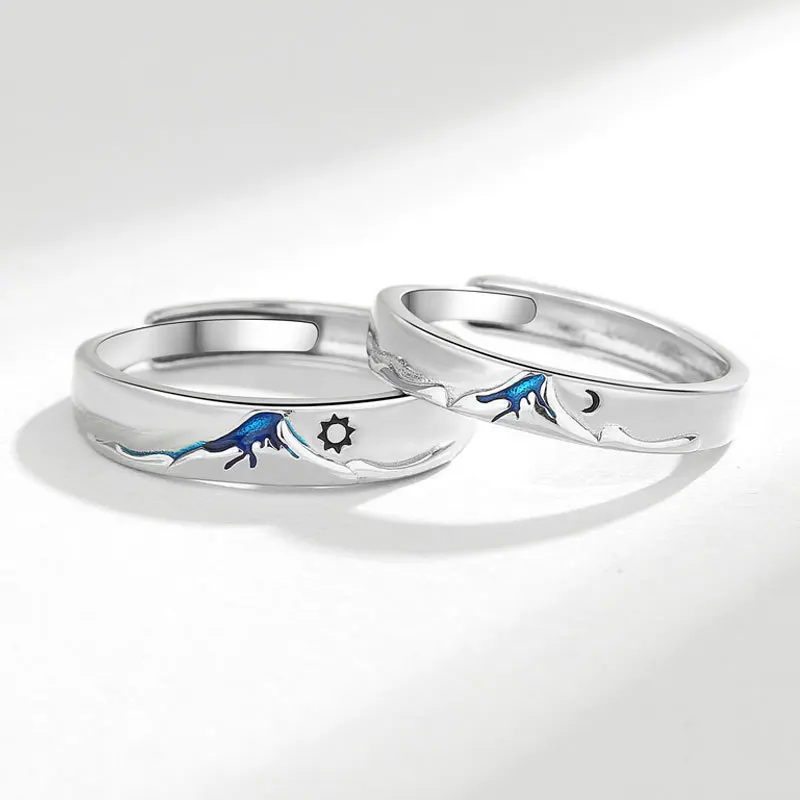 KOFSAC mountain sun moon rings per donna uomo personalità 925 gioielli in argento sterling coppia creativa anello regalo chic