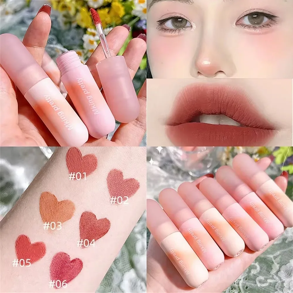 

New Waterproof Lip Mud Lasting Strawberry Red Lip Gloss Non Stick Velvet Matte Lipstick Women
