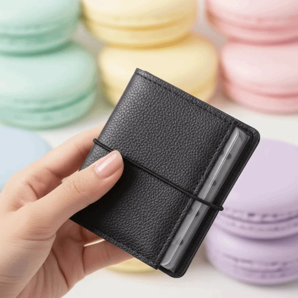3-Inch Photocard Binder PU Leather Acid-free Pages Mini Photo Album 3-Hole Ring 2 PP Dividers Included Card Collect Book