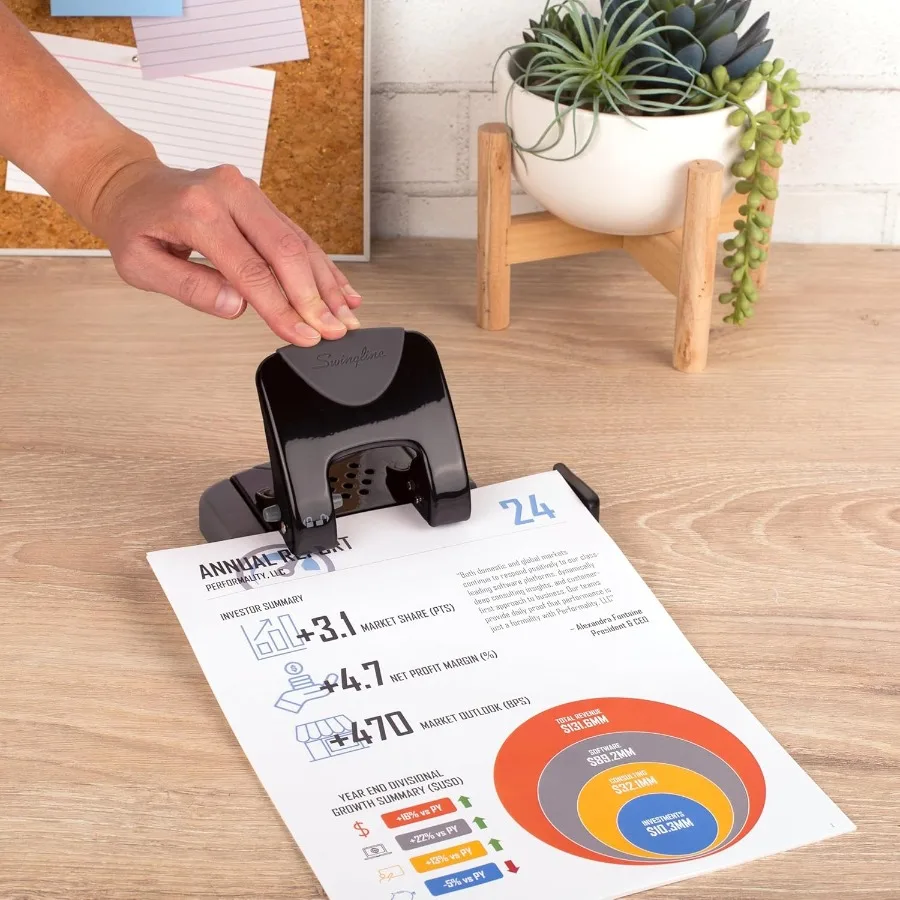 20 ورقة من Swingline 2 Hole Punch مع SmartTouch مقبض مريح منخفض الجهد ودليل محاذاة للمستندات الفعالة O