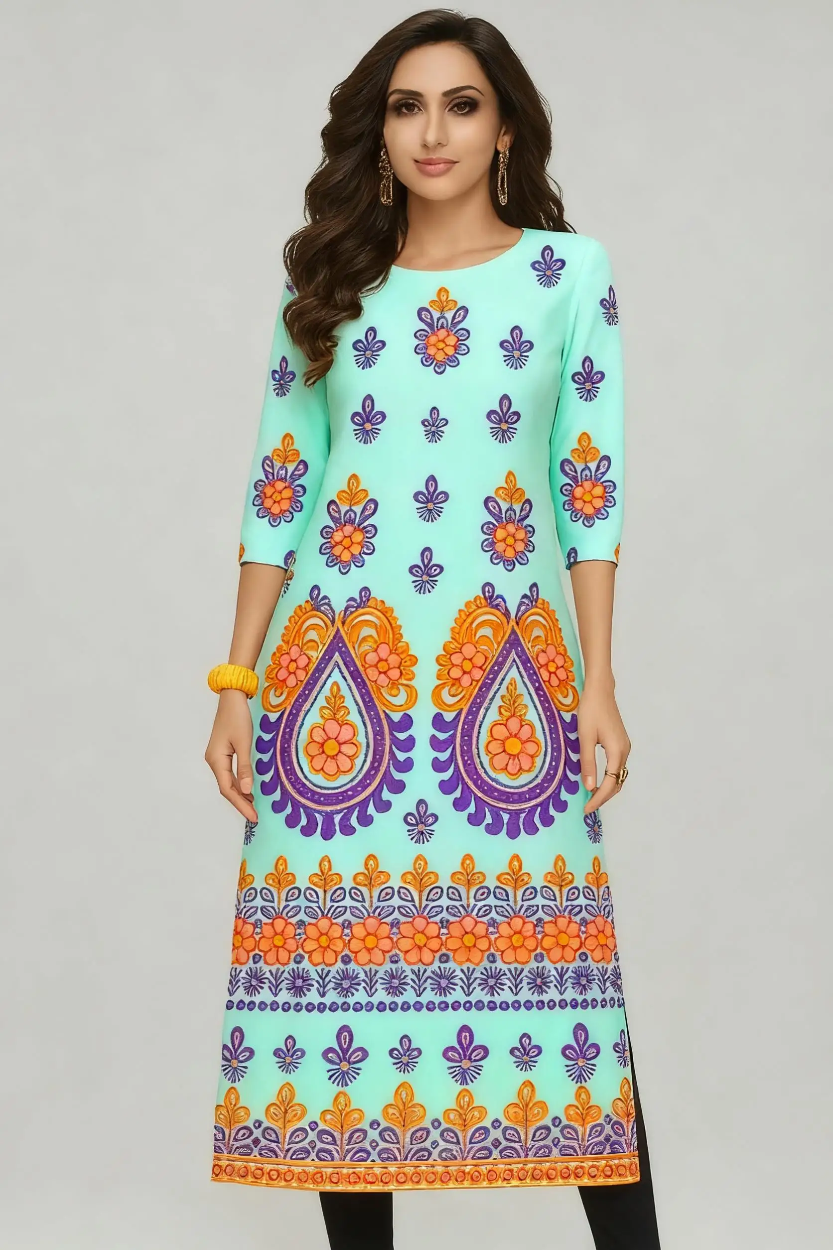 Muslim Dress Kurt Women Fashionable And Elegant National Style Slit Hem Straight Tube Casual Abito Donna Musulmana Turkish Abaya