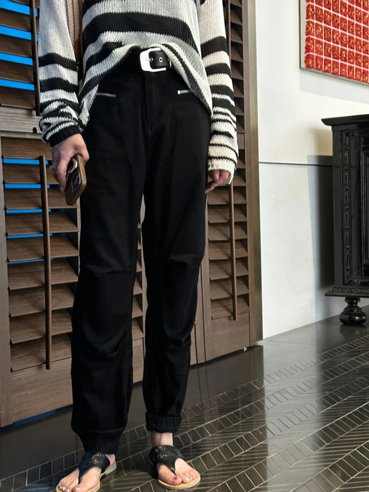 

Faionable Bla Straight Leg Casual Pants Women's Slim Fit Trendy Trousers High Waist Commute Sle Long Pants