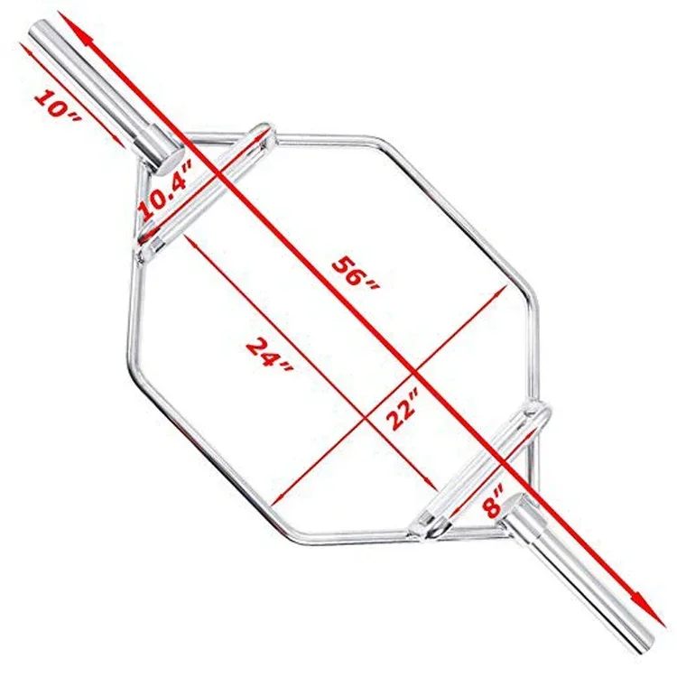 Two Handles Chrome Hex Trap Barbell Bar for Squat Deadlifts Shrugs and Power Pulls