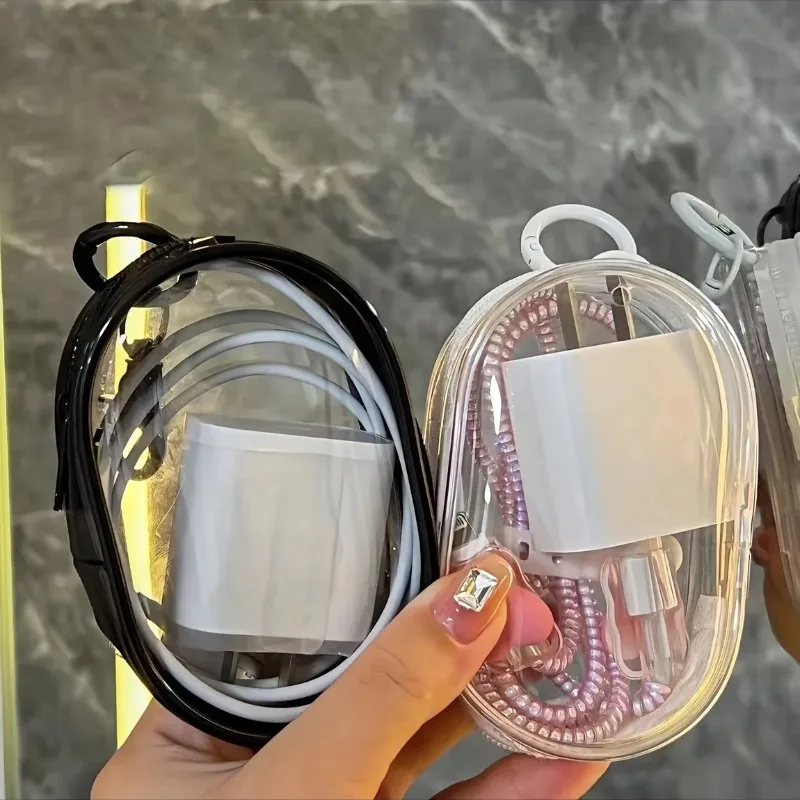 3pcs Portable Transparent Cable Organizer Box for Storing Data Cable Chargers Headphones Jewelry Keychain