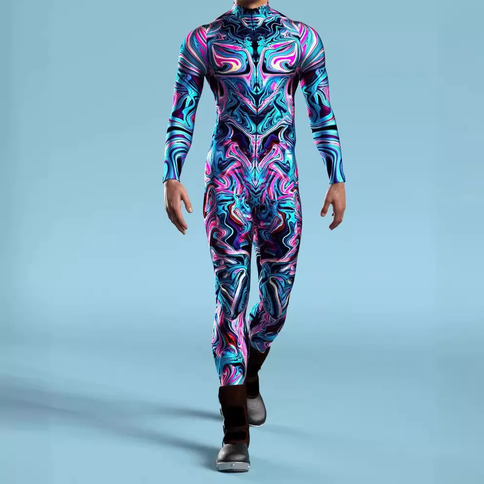 Cosplay impresso em 3D para homens, bodysuit Halloween, macacão armadura, macacão carnaval, terno zentai, festa steampunk