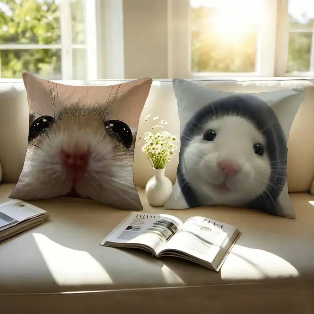 The Cute Hamsters Square Double-Sided printed Pillow Case Bedroom Bedside Pillow Sofa Cushion Cover