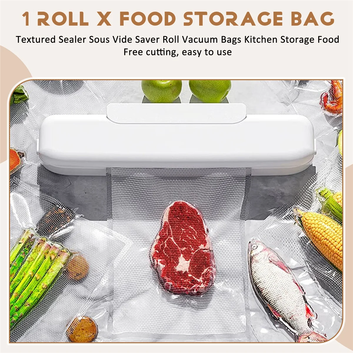 Kitchen Storage Bag Textured Sealer Sous Vide Saver Roll Vacuum Bags Kitchen Storage Food - 15x500cm