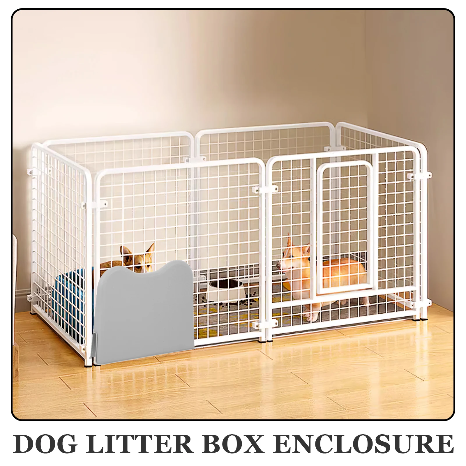 Anti-splash Pet Litter Box Guard Grey Plastic Portable Easy Clean Dog Toilet Enclosure Supplies Potty Cartoon Design
