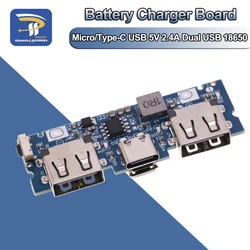 Micro/Type-C USB 5V 2.4A Dual USB 18650 Boost Battery Charger Board Mobile Power Bank Accessories For Phone DIY LX-LBU2C