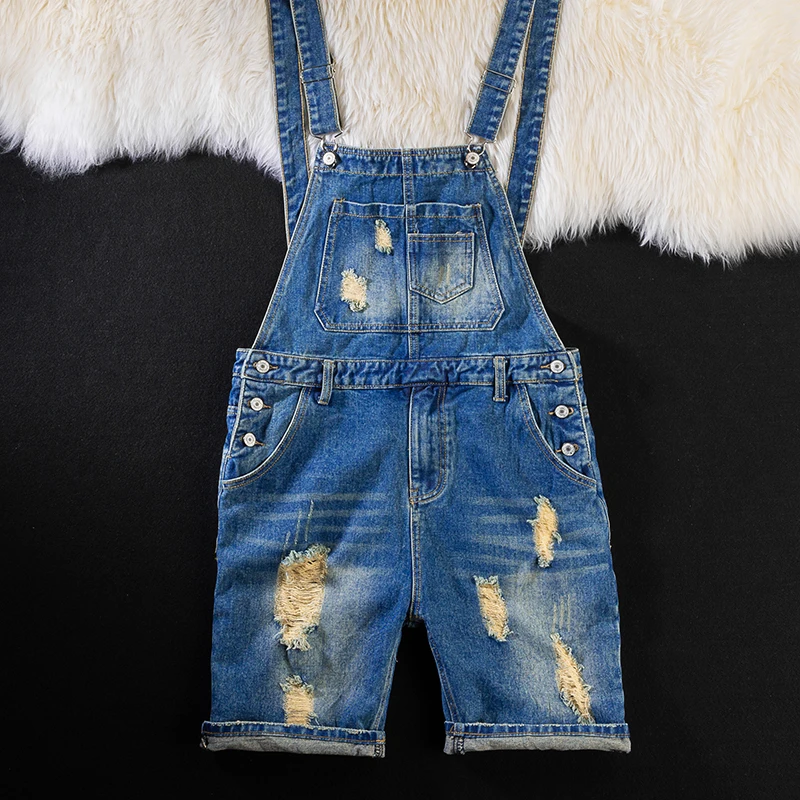 

Retro Japanese Sle Men's Denim orts Tear Design Workwear Waed Straight Leg Five-Point Harn Casual Summer Jeans