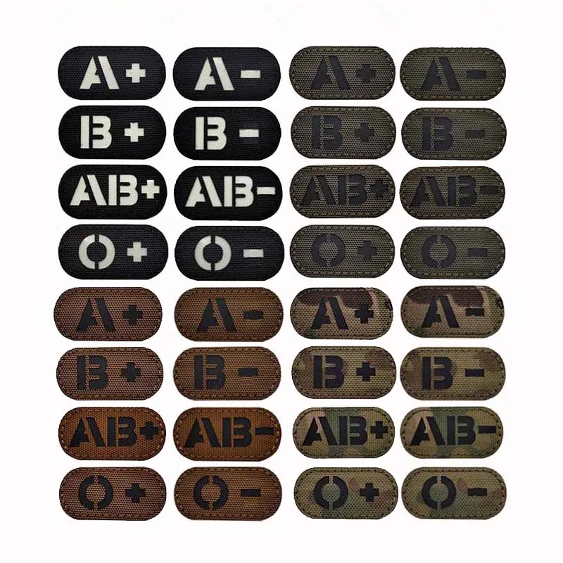 5*2.5CM IR Reflection Blood Type A B AB O POS NEG Embleem Hook and Loop Patches,Tactical Badges Clothes Stickers Glow in Dark - view 4