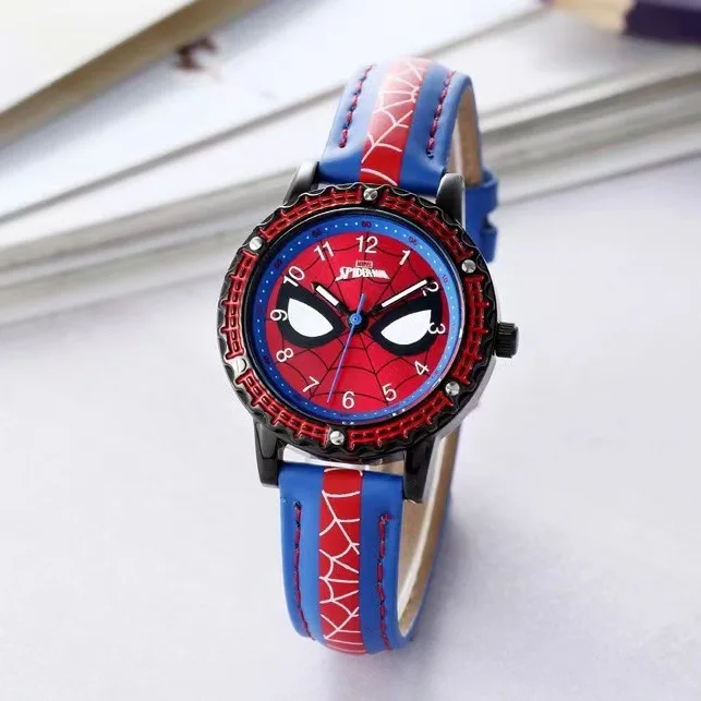 Disney Spider man Children Watches Captain Leather Quartz Kids WristWatch The Avengers Men Clock Gifts relogio infantil montre