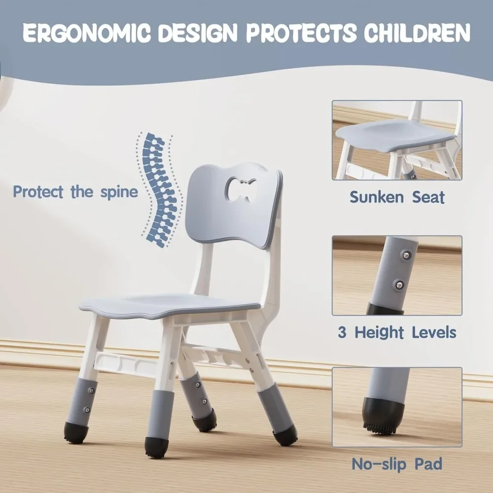 Kids Table and 6 Chairs Set, Height Adjustable Toddler Table and Chair Set, Graffiti Desktop, Classroom/Daycare/Home