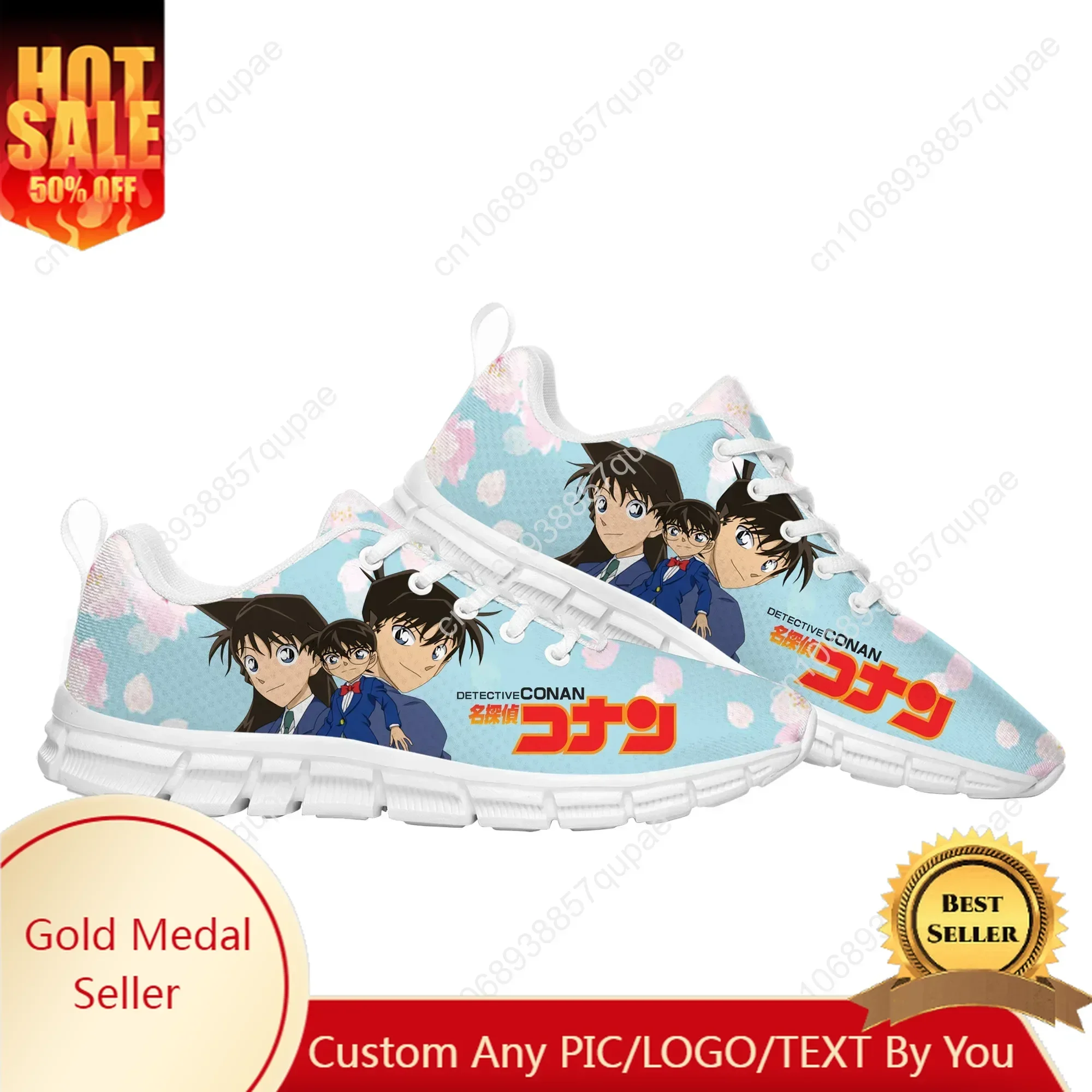 

Detective Conan Cartoon Sports Shoes Mens Womens Teenager Kids Children Sneakers Custom High Quality Sneaker Couple White Shoe
