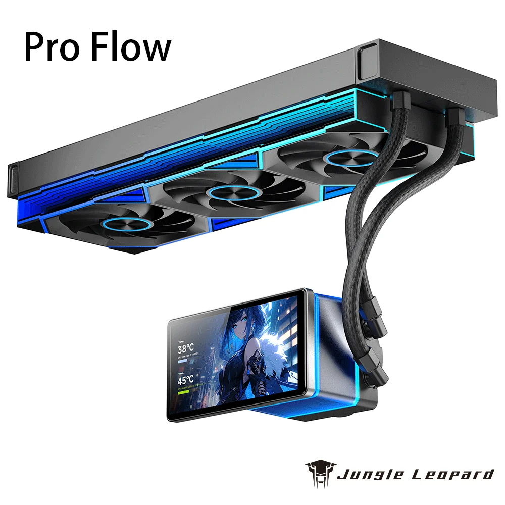 Cooler de Água para CPU 360mm/240mm com Tela LCD Personalizável de 5.5 Polegadas 5V3pin PWM Espelho Infinito Dupla Face Jungle Leopard Pro Flow
