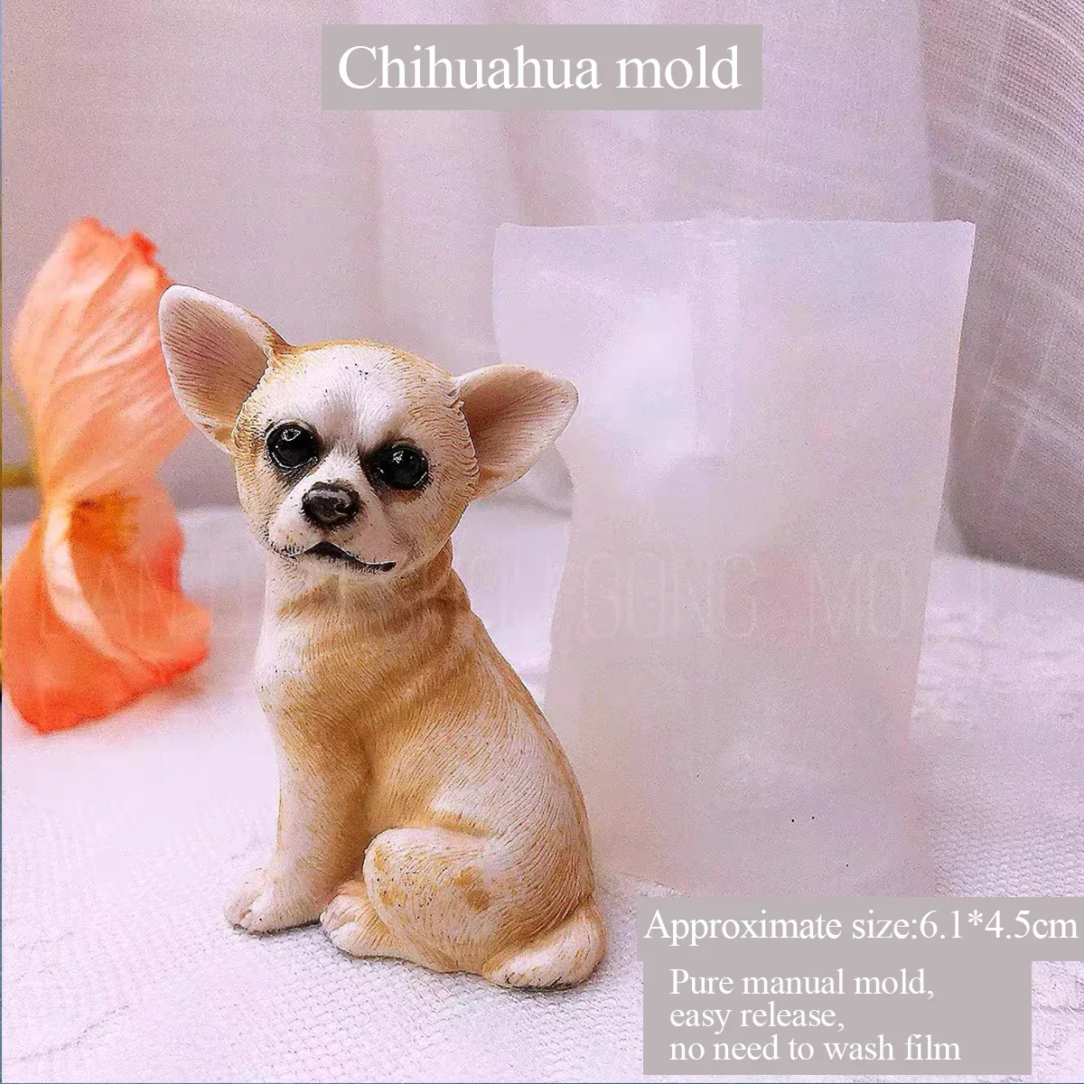 Cute Chihuahua Dog Mold, Drop Glue Aromatherapy Plaster, Three-Dimensional Mold, Manual Silicone Grinder