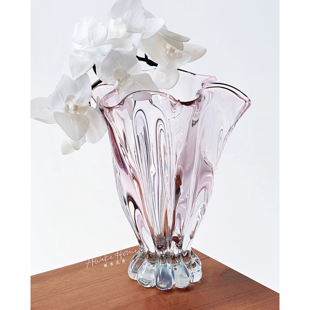 Beautiful Heavy Industry Glazed Crystal Tall Vase Guest Restaurant Water Flowers Rose Glass Flower Ware Housewarming Gifts