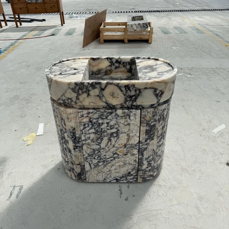 Cabinet Versatile Vanity  Bathroom or Kitchen Use  Home or Hotel Calacatta Viola Natural Stone Marble Sink