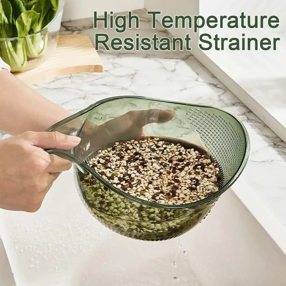 Kitchen Colander with Handle Rice Washing Bowl with Handle Plastic Kitchen Colander Basin for Vegetables Fruit Strainer Pasta