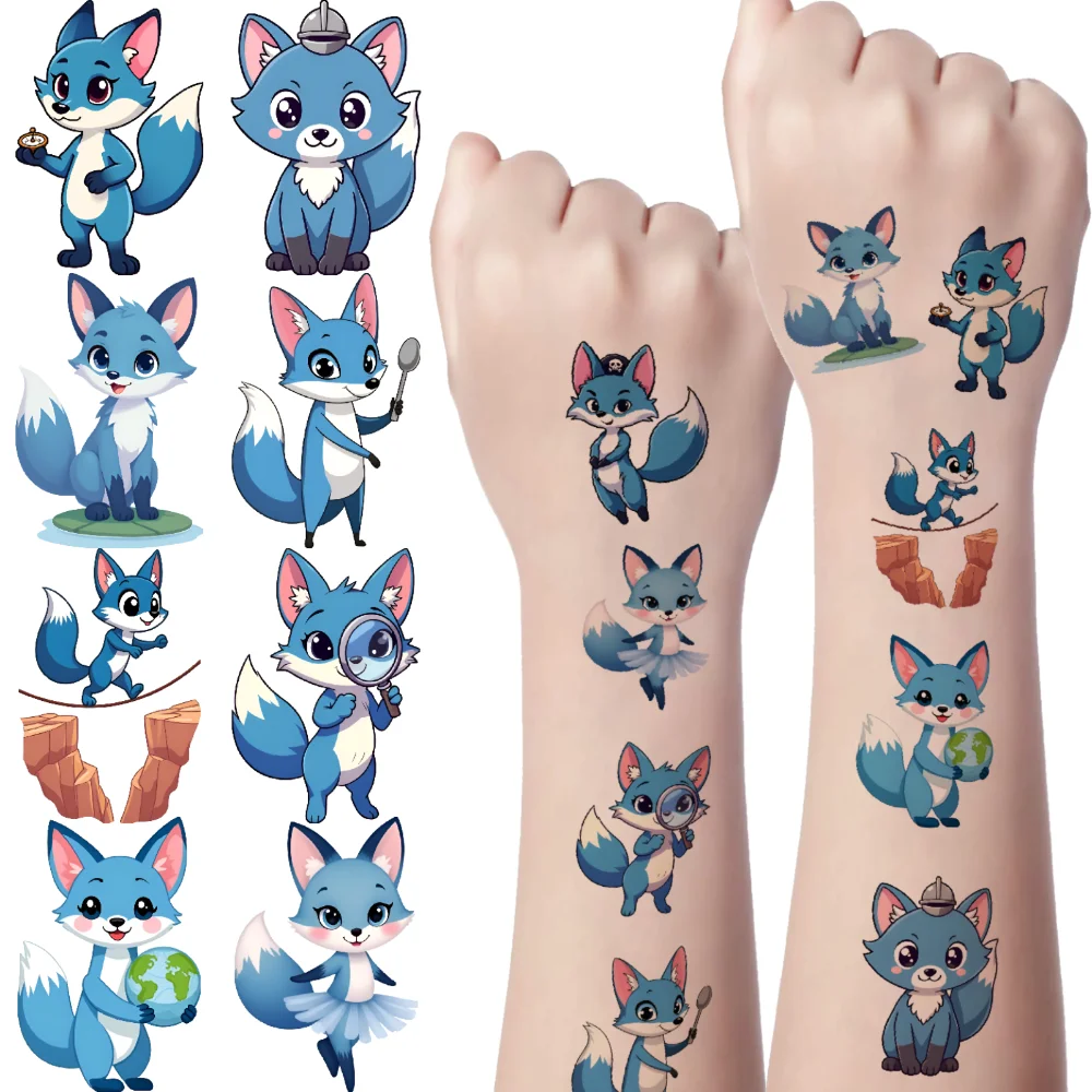 

54 шт. временные татуировки наклейки с лисой временные татуировки наклейки мультяшные наклейки мультфильм для плеч