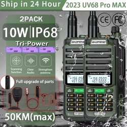 2023 Baofeng UV-68 Pro Max V2 10W IP68 Walkie Talkie de longo alcance à prova d'água CB rádio bidirecional UV9R UV5R Pro UV16 10R MAX Power