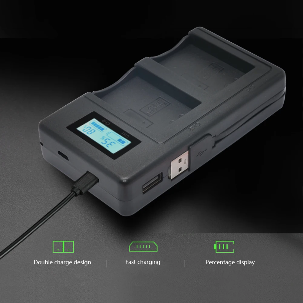 شاحن بطارية مزدوج لكانون eos m200 m100 m50 ii m10 m2 m/rebel sl1 ، 100d powershot sx70 hs ، kiss m