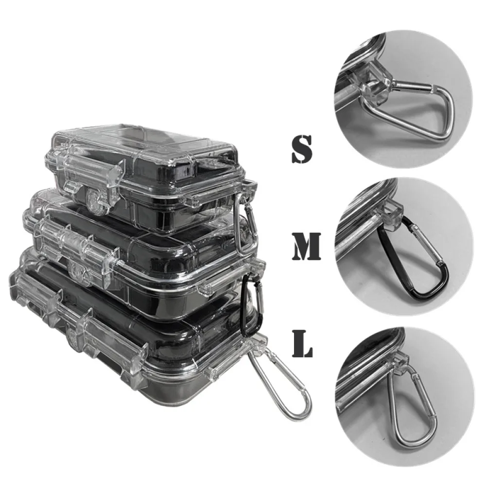 Mini Portable Waterproof Storage Box Transparent Shockproof Case With Foam Lining Camping Travel Jewelry Tool Organizer Box view 4