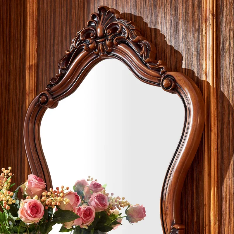 European dressing table, American luxury bedroom solid wood dressingtable small apartment pastoral and ruraldark dressingtabl