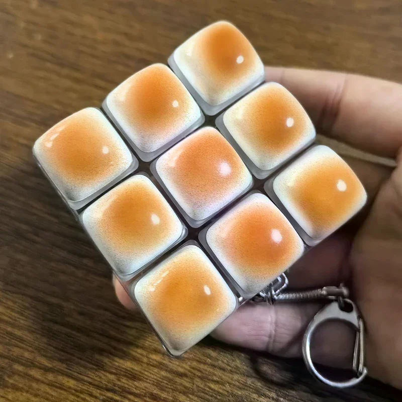 Creative Caramel Bread Keycap Pendant Glowing Keyboard Button Stress Relief Keychain For Student Office Daily Decoration