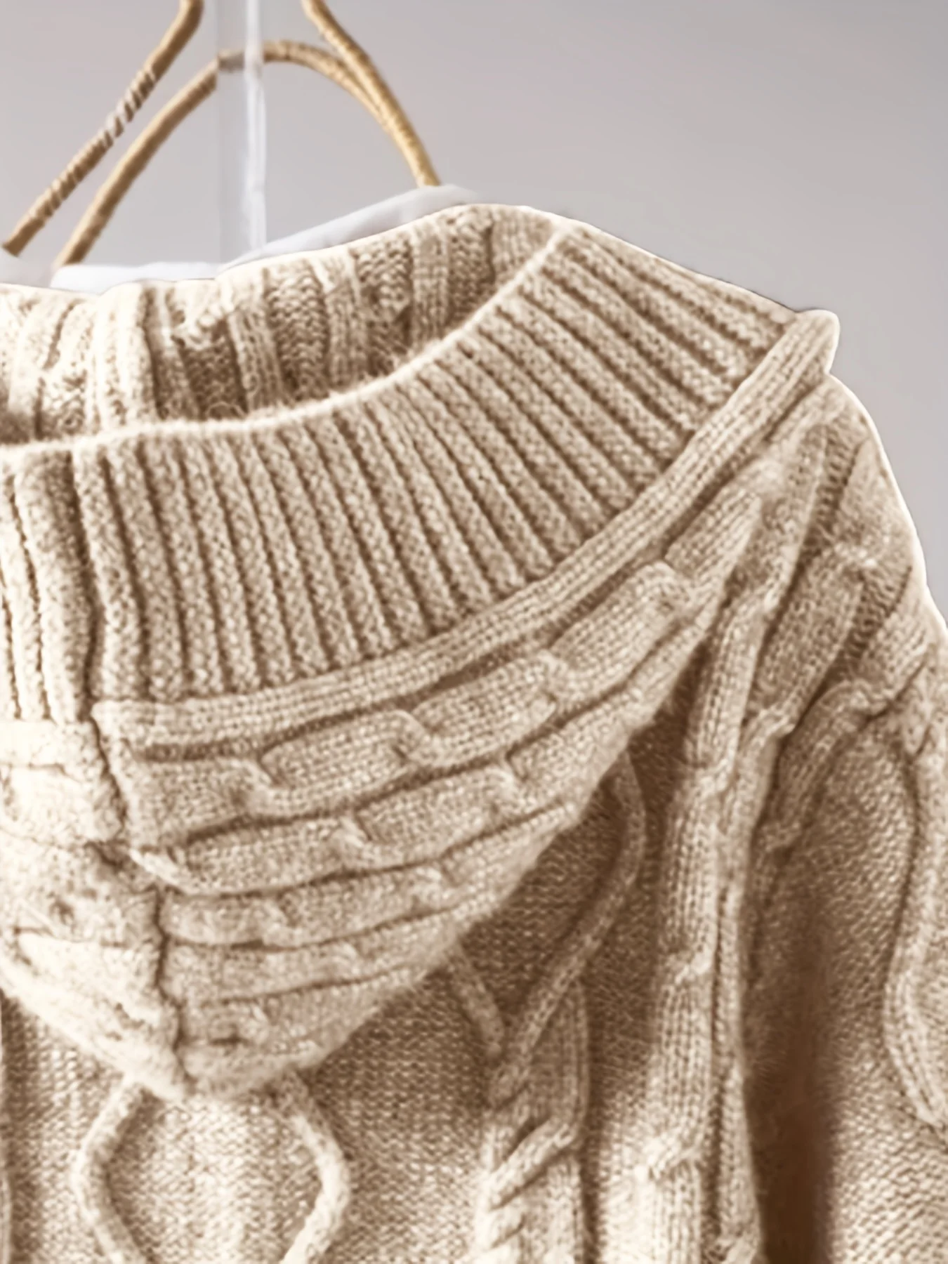 سترة نسائية محبوكة بغطاء للرأس سميكة ومزخرفة متوسطة الطول - معطف خارجي فضفاض جديد للخريف والشتاء مع صف واحد ولكن #2