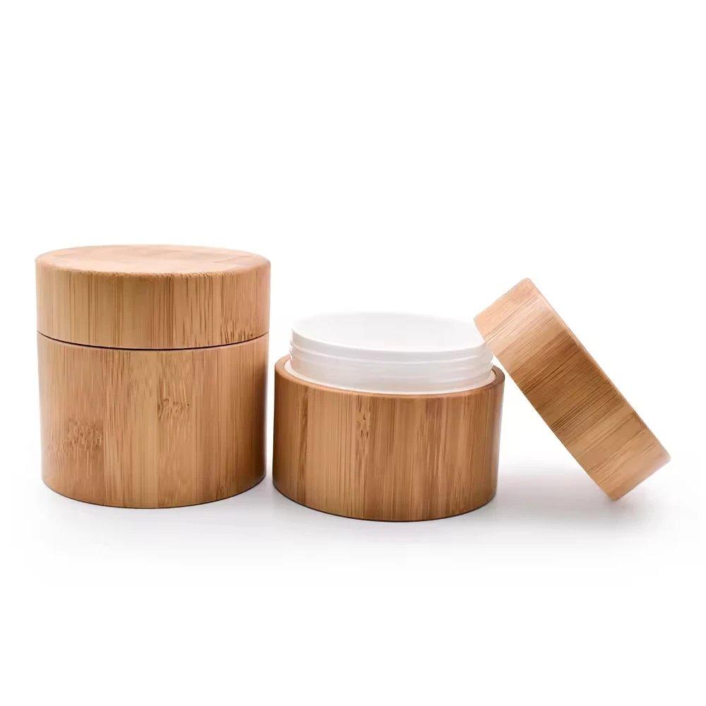 Butelka z zakraplaczem olejku eterycznego z muszli bambusowej Esencja Szklane butelki wielokrotnego napełniania LOGO Dostosowany słoik Naturalny słoik na krem ​​Pojemnik z pokrywką