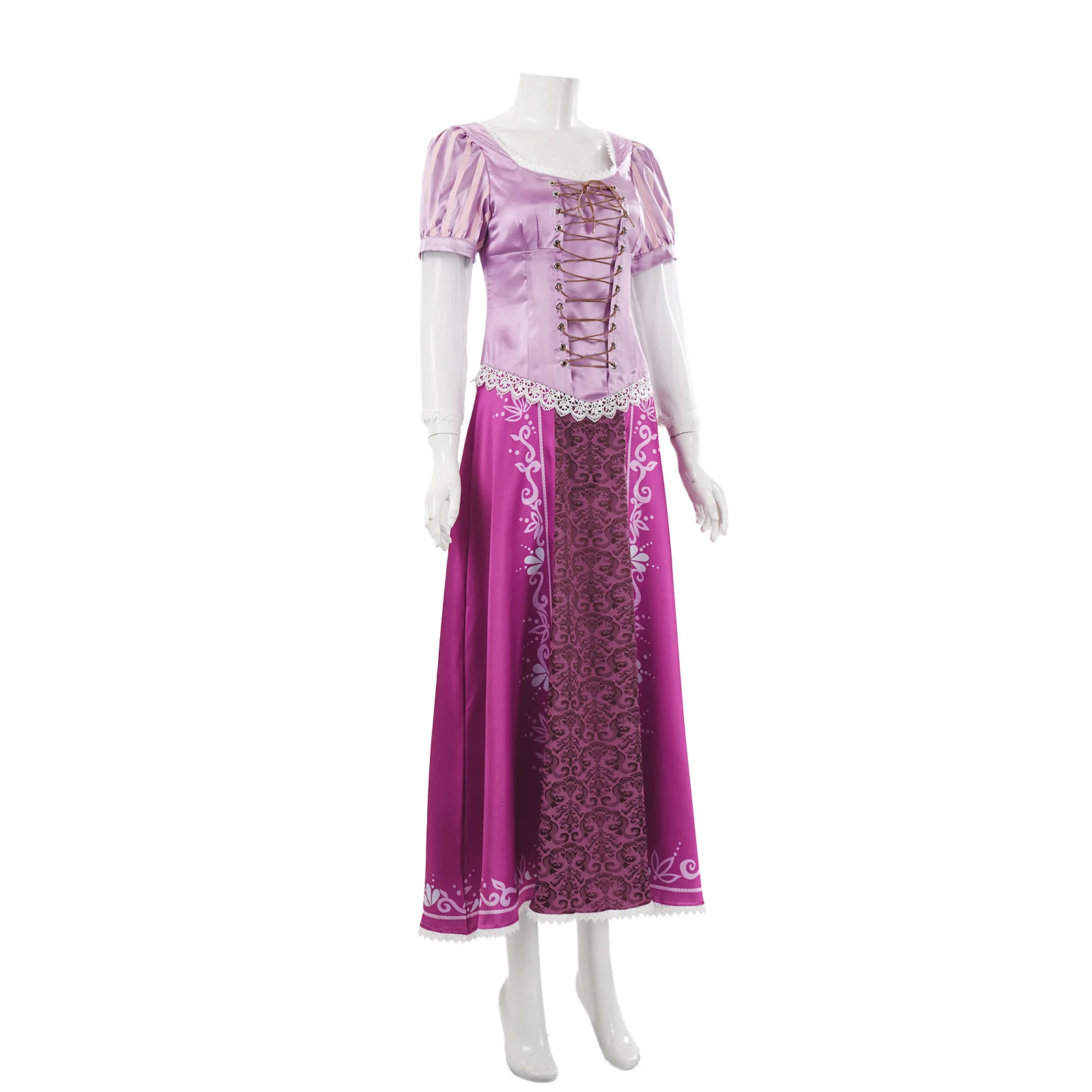 Tangled Rapunzel Women’s Long Hair Princess Cosplay Costume Women Party Fancy Satin Purple Princess Dress Halloween Carnival view 3