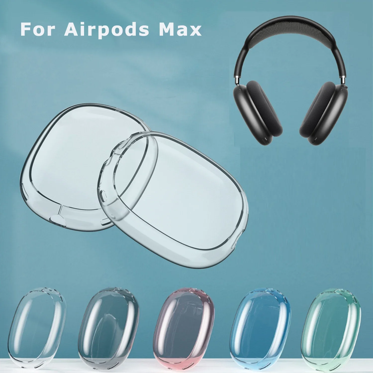 2 قطعة/المجموعة لينة المضادة للخدش غطاء شفاف ل AirPods ماكس بولي TPU اللاسلكية للصدمات سماعات حالة واقية كم حامي